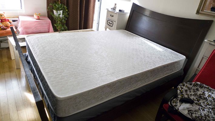 American made solid wood double bed frame and mattress