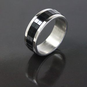 中性黑色方块戒指钛钢 精致